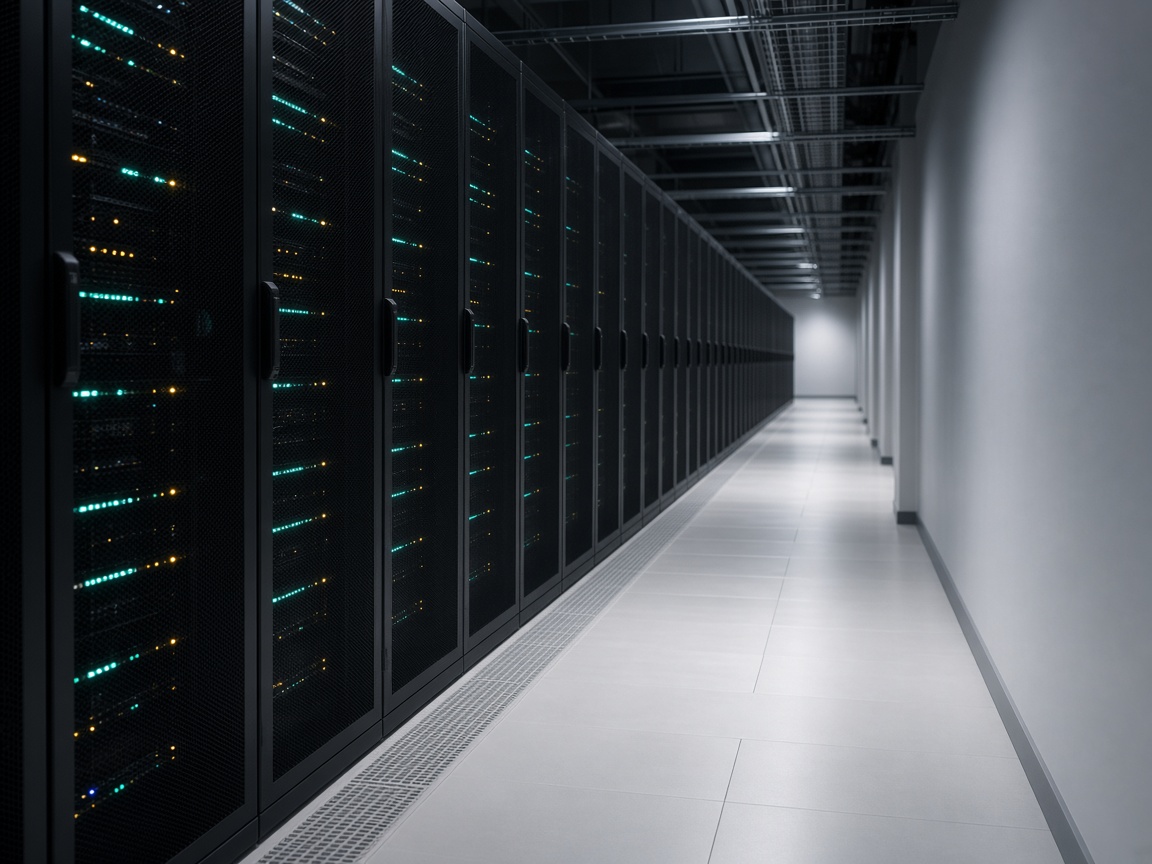 Quiet server room with equipment racks