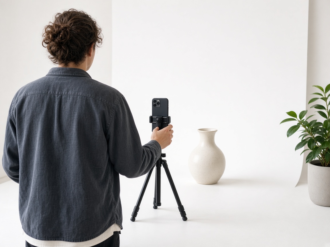 A creator filming a product with a phone