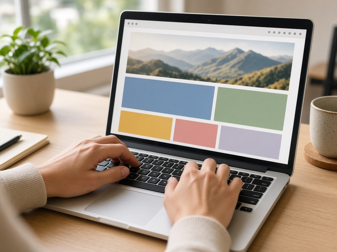 Laptop showing a blank website layout